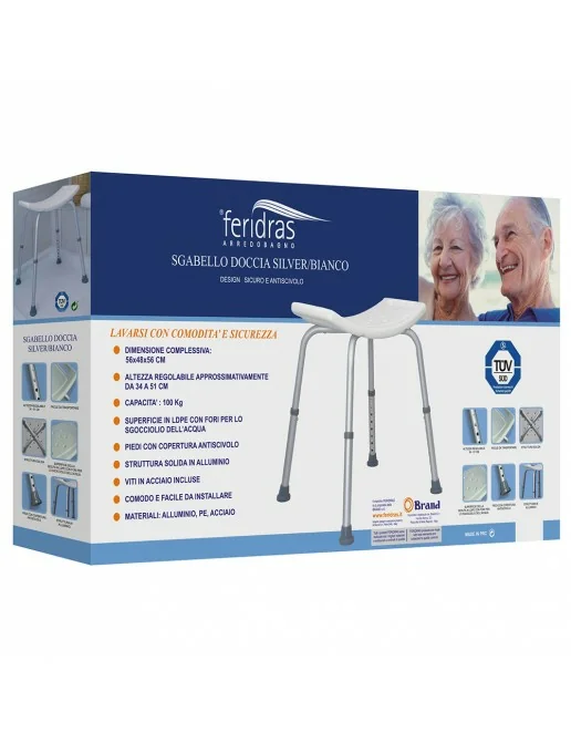 Sgabello Da Doccia Regolabile Per Anziani Con Cuscino - Sedia Da Bagno Sicura E Comoda - Foto 3