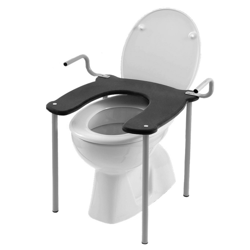Rialzo alzawc e alzabidet con maniglie per disabili e anziani Rialzo per seduta wc e bidet in acciaio con maniglie Antracite