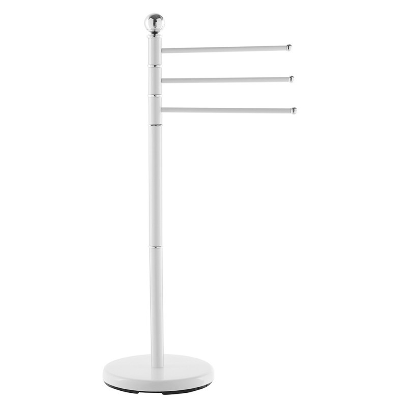 Piantana Portasciugamani Bagno 3 Bracci Acciaio Bianco H92,5 Cm