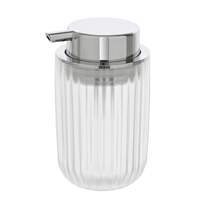 Dispenser Sapone Bianco Trasparente In Plastica AS e Acciaio Cromato