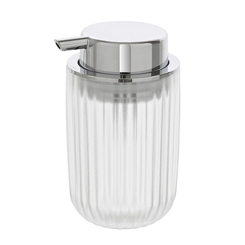 Dispenser sapone bianco trasparente Dispenser Sapone Bianco Trasparente In Plastica AS e Acciaio Cromato