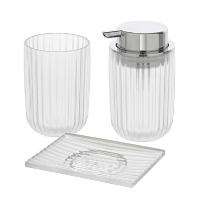 Porta sapone bianco in plastica trasparente in set