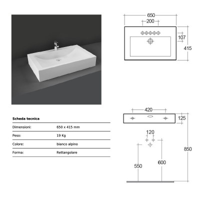 Lavabo d'appoggio modello Scoop bianco Rak Ceramics