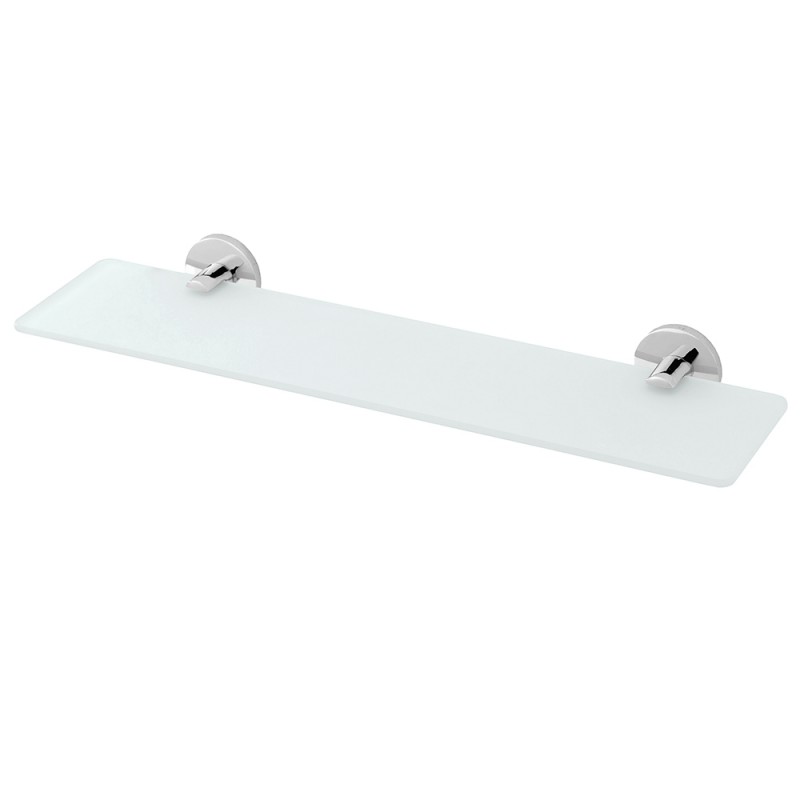 Mensola Bagno in Acciaio Cromato e Vetro Satinato 50 cm Mensola bagno a muro 50 cm in vetro satinato e acciaio cromato | Bora