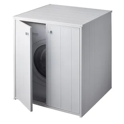 Mobile porta lavatrice 77x71 cm 2 ante in pvc bianco in kit di montaggio