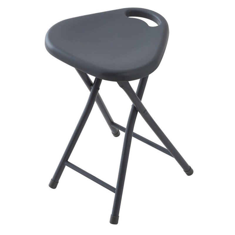Sgabello pieghevole salvaspazio con seduta in abs e gambe in acciaio grigio Sgabello pieghevole salvaspazio con seduta in abs e gambe in acciaio grigio