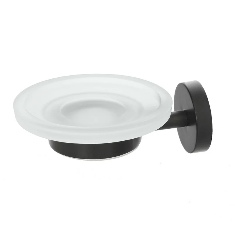 Portasapone Autoadesivo Acciaio Inox - Con Vaschetta Antigoccia, No Foratura, Nero