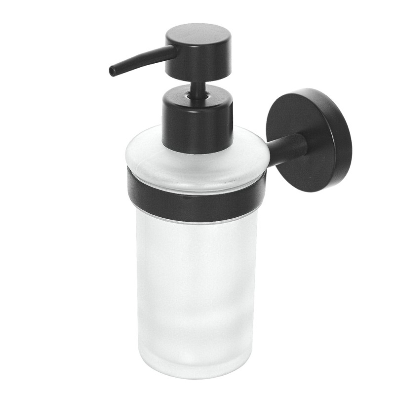 Dispenser Sapone Liquido a Parete in Vetro e Acciaio Nero Opaco Dispenser Sapone Liquido a Parete in Vetro e Acciaio Nero Opaco