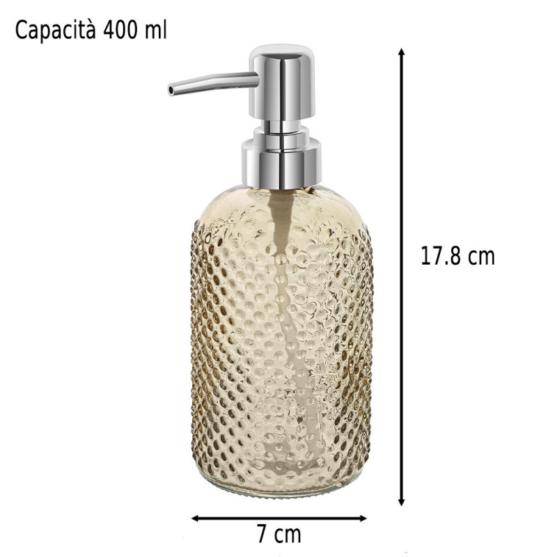 Set 4 Dispenser per il Sapone Liquido in Vetro diverse Colorazioni