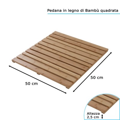 Pedana Doccia in Legno di Bambù 50x50 cm