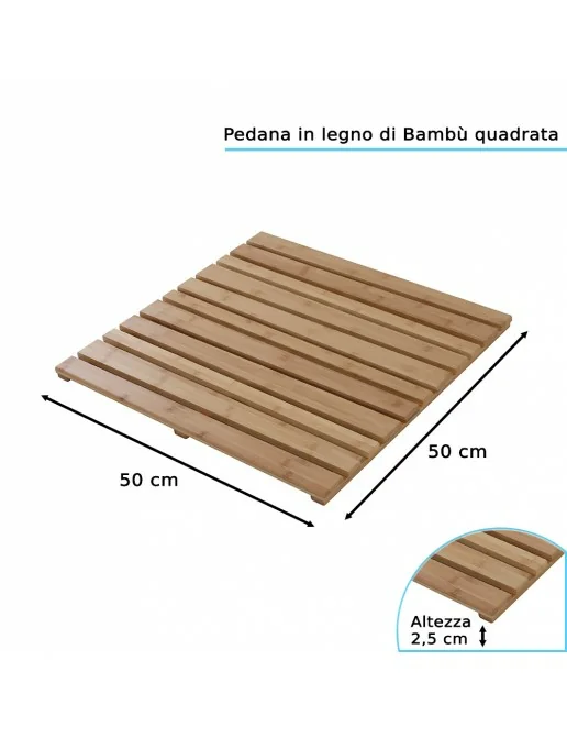 Relaxdays Pedana Doccia In Bambù 60x40 Cm - Tappetino Antiscivolo Per Bagno, Vasca E Sauna - Foto 2