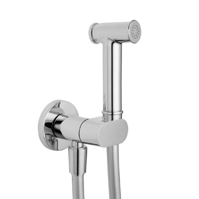 Idroscopino doccino ad incasso cromato per WC-Bidet con Supporto,  Flessibile Acqua Calda e Fredda RB169