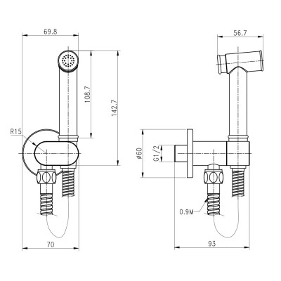 Idroscopino Cromato con Tubo Flessibile Silver