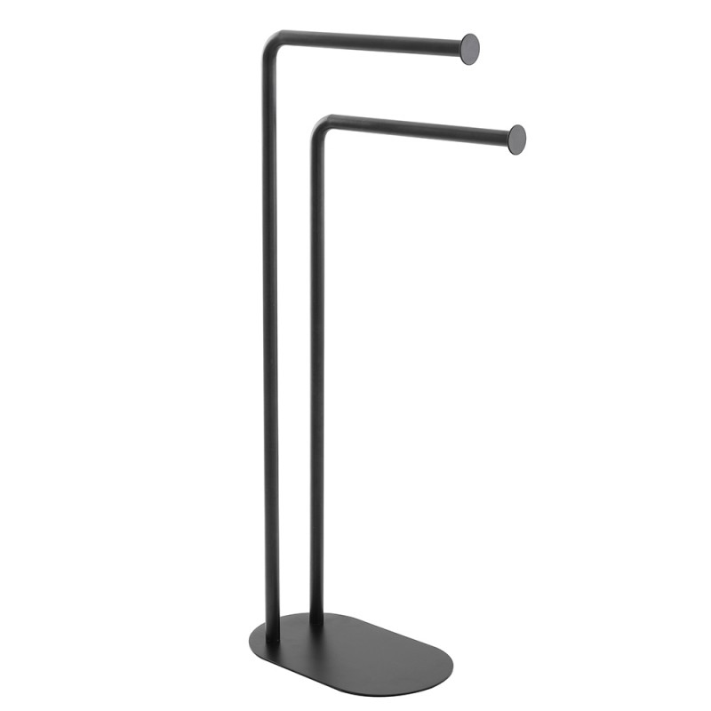 Piantana Portasciugamani 2 Bracci Nero Opaco con Base Ovale Piantana Portasciugamani 2 Bracci Nero Opaco con Base Ovale