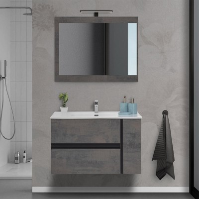 Mobile Bagno Sospeso Effetto Pietra Oxid 90 cm