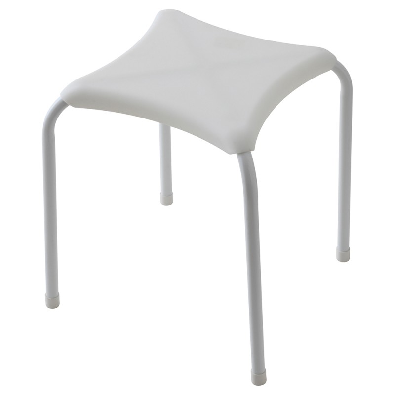 Sgabello con Seduta in ABS e Gambe in Acciaio Bianco Sgabello con Seduta in ABS e Gambe in Acciaio Bianco