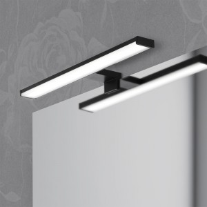 Lampada led specchio bagno L. 40 cm luce naturale 4000K in abs nero opaco