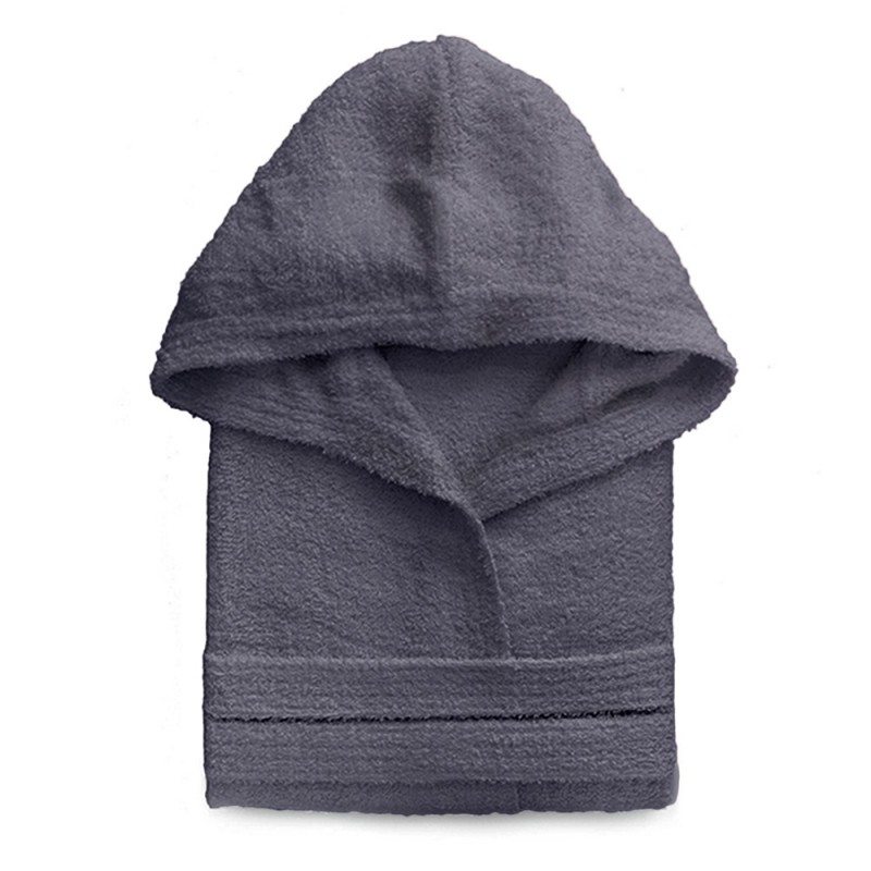 Accappatoio Grigio Taglia S in Cotone con Cappuccio Cintura e Tasche Accappatoio Grigio Taglia S in Cotone con Cappuccio Cintura e Tasche