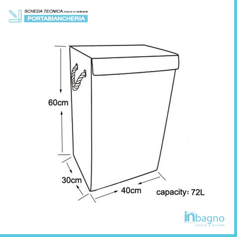 CESTO BIANCHERIA CON TESSUTO INTERNO