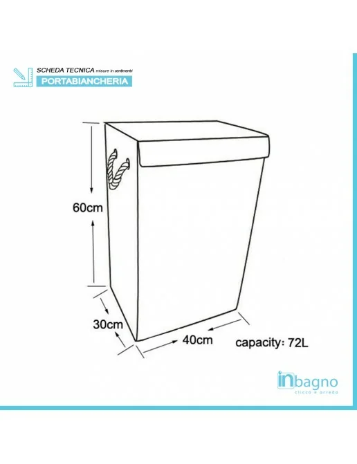 Cesto Portabiancheria Pieghevole 90L - Tessuto Grigio, Con Manici, Per Lavanderia - Foto 5