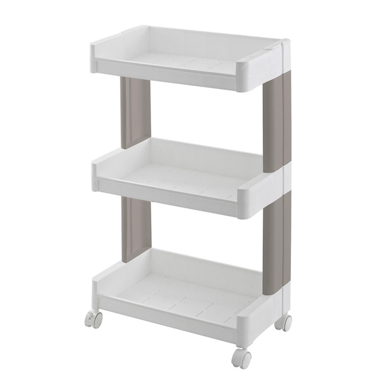 DecHome Carrello Bagno Salvaspazio a 3 Ripiani con Rotelle e Maniglia in  Legno 48x15x80cm Bianco - 279V00WT-838