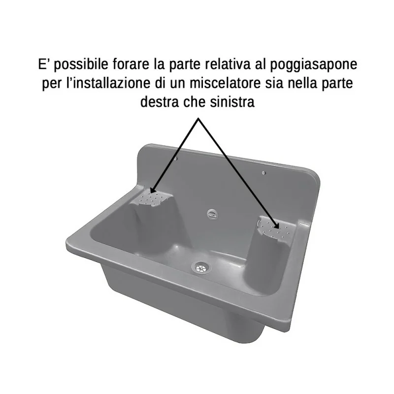 Pilozzo Lavanderia 46x36cm Bianco Pietra - Resina Con Kit Scarico - Foto 4