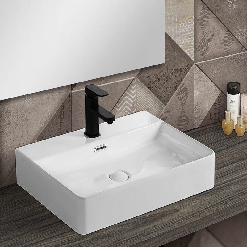 Ciotola Rettangolare da Appoggio in Ceramica 50 x 42 cm Bianco Lucido Ciotola da Appoggio o Sospesa in Ceramica 50 x 42 cm Bianco Lucido