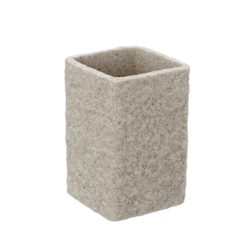 Portaspazzolino In Resina colore Beige effetto Pietra da Appoggio Portaspazzolino Moderno In Resina colore Beige effetto Pietra da Appoggio