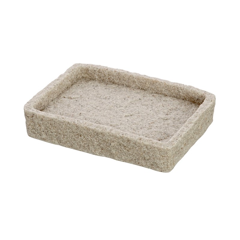 Portasapone Moderno In Resina Beige D' Appoggio Effetto Pietra Portasapone Moderno In Resina Beige D' Appoggio Effetto Pietra