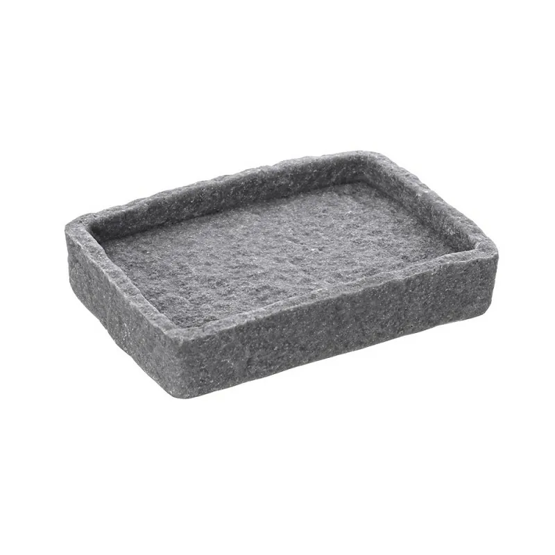 Portasapone Moderno In Resina grigio D' Appoggio Effetto Pietra Portasapone Moderno In Resina grigio D Appoggio Effetto Pietra