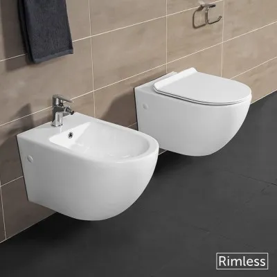 WC Sospeso Rimless Serie Tokyo Completi di Sedile Rallenty