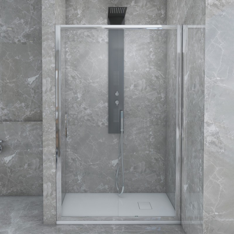 Porta doccia nicchia 120 cm scorrevole con vetro in cristallo trasparente Ted