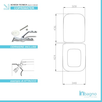 Misure Copriwater Champagne Serie Conca Ideal Standard