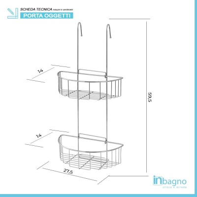 Mensola Doccia 2 Ripiani Pieghevole Cromo 
