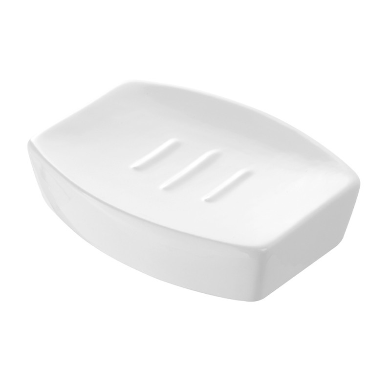 Porta Sapone Da Appoggio Moderno In Ceramica Bianco Portasapone bagno bianco d’appoggio in ceramica