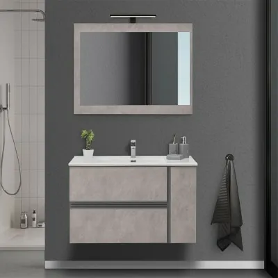 Mobile Bagno Effetto Pietra Beige  da 90 cm Sospeso