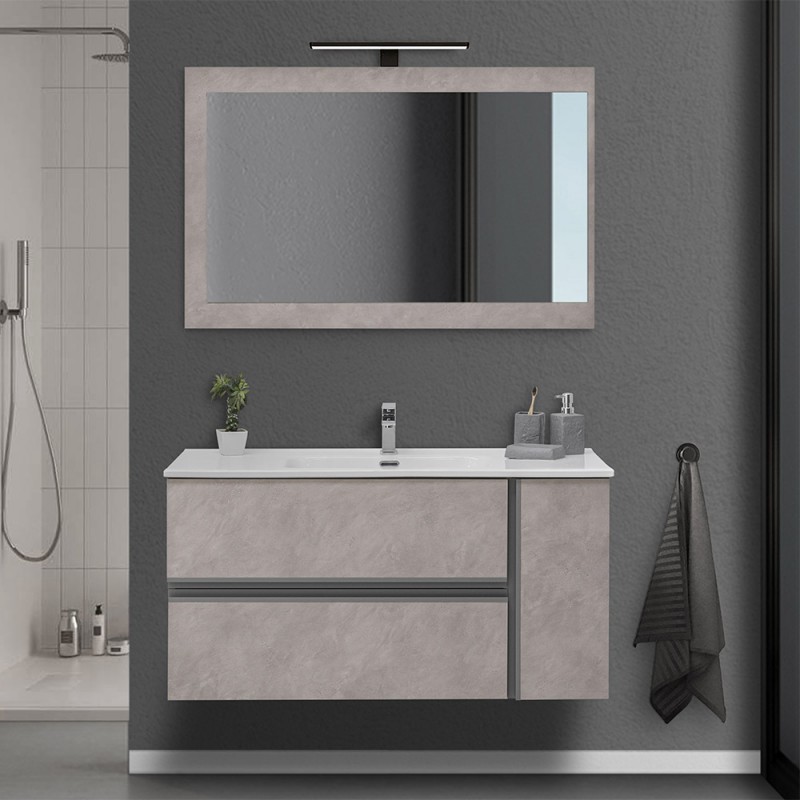 Mobile Sospeso Bagno Effetto Pietra Beige da 110 cm