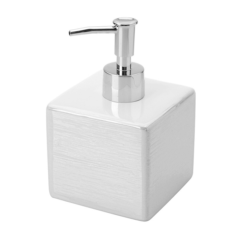 Dispenser Sapone in Ceramica Lucida Bianco a forma di Cubo