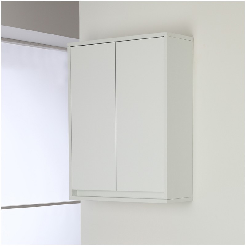 Pensile Lavanderia Bianco Lucido 2 Ante 60 cm Salvaspazio con Ripiano Interno Feridras - 1 Pensile Lavanderia Bianco Lucido 2 Ante 60 cm Salvaspazio con Ripiano Interno