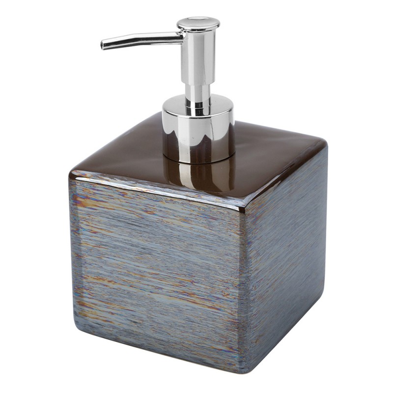 Dispenser Sapone In Ceramica Lucida Grigio A Forma Di Cubo Dispenser Sapone In Ceramica Lucida Grigio A Forma Di Cubo