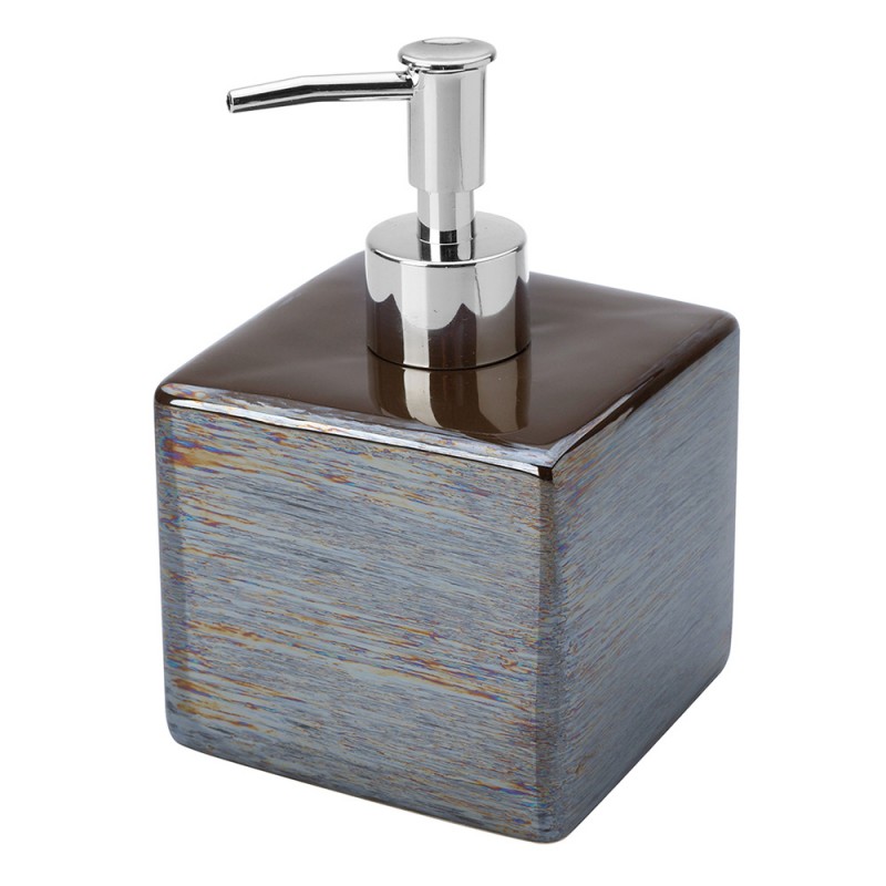 Dispenser Sapone In Ceramica Lucida Grigio A Forma Di Cubo