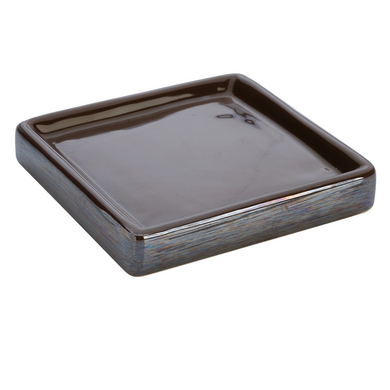 Portasapone In Ceramica Lucida Grigio A Forma Di Cubo Portasapone In Ceramica Lucida Grigio A Forma Di Cubo