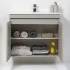 Mobile Bagno Sospeso 2 Ante Tortora L.80cm con Specchio Feridras - 4