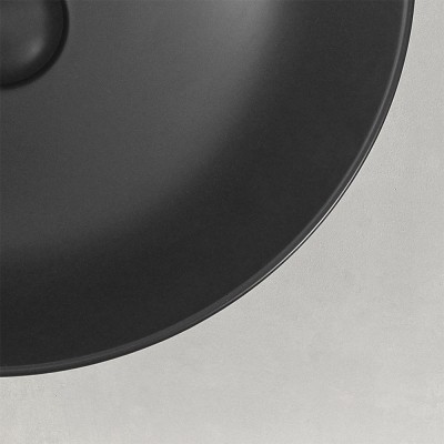 Lavamani da appoggio rotondo D. 41 cm in ceramica nera opaca