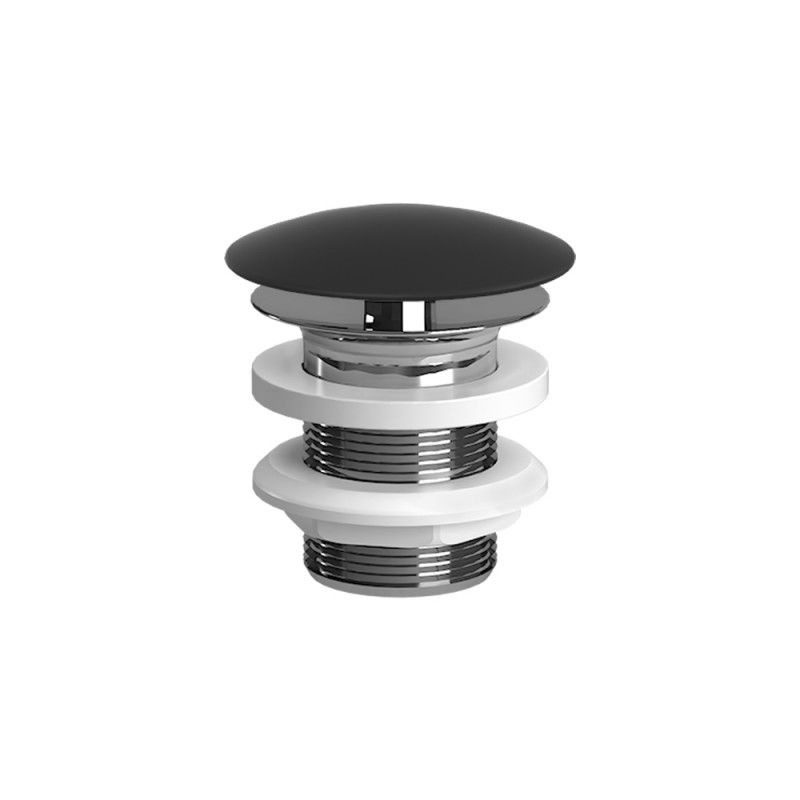 Piletta di Scarico click clack con Tappo in Ceramica Nero Opaco per Lavabi Piletta di Scarico click clack con Tappo in Ceramica Nero Opaco per Lavabi