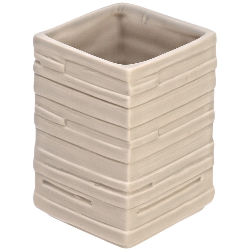 Portaspazzolino In Ceramica Beige Da Appoggio Portaspazzolino In Ceramica Beige Da Appoggio