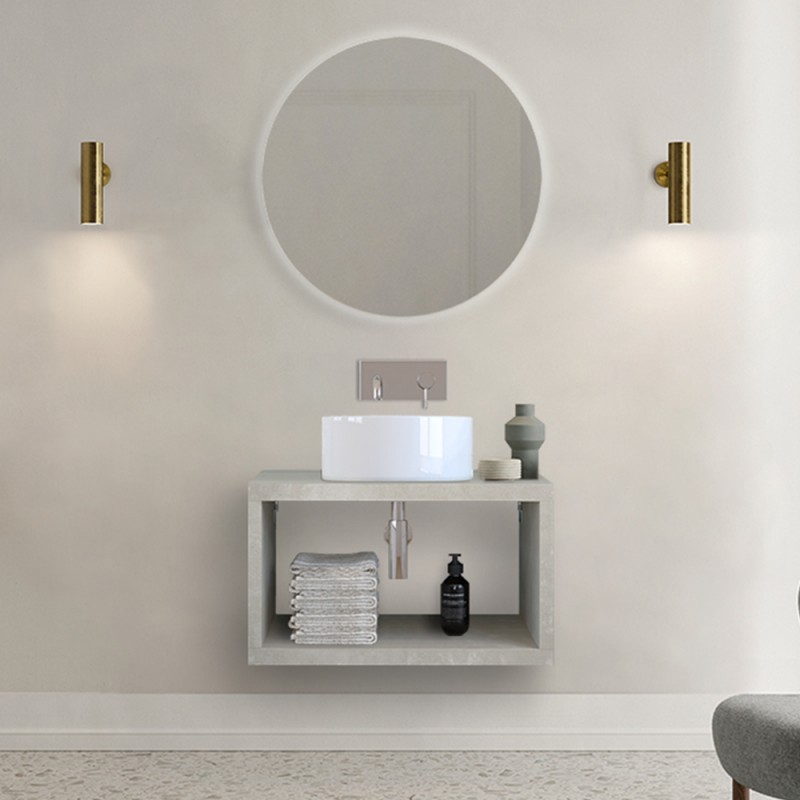 Mobile Bagno Aperto Sospeso Color Grigio Nuvola da 60 cm Mobile Bagno Aperto Sospeso Color Grigio Nuvola da 60 cm