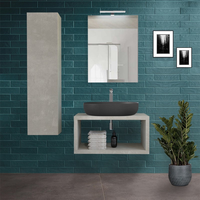 Mobile Bagno Aperto Moderno Sospeso Color Grigio Nuvola da 80 cm Mobile Bagno Aperto Moderno Sospeso Color Grigio Nuvola da 80 cm