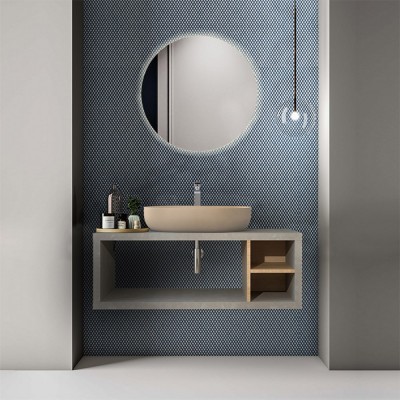 Composizione Bagno Aperta Sospesa Color Grigio Cemento da 110 cm