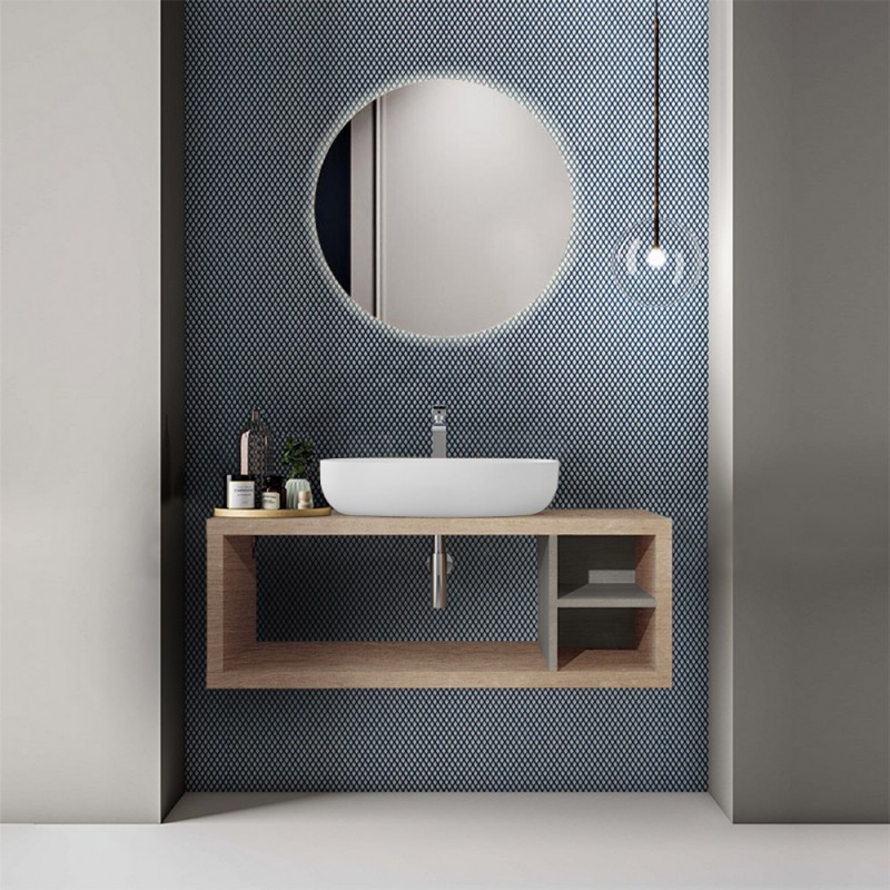 Composizione bagno sospesa aperta 110 cm Master rovere miele